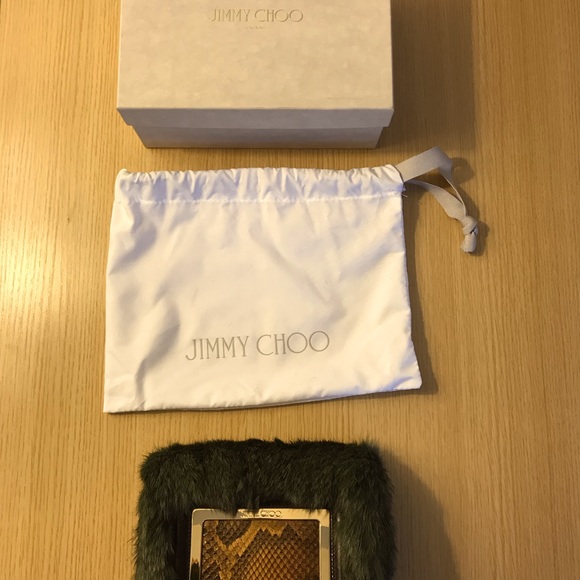 AUTHENTIC Jimmy Choo green fur evening bag - Picture 7 of 9